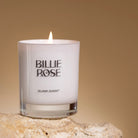 Island Sunset Candle with 'Billie Rose' branding on a warm orange background