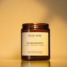 lit scented candle on yellow background