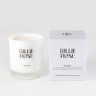 unlit candle in white glass jar with with white outer box
